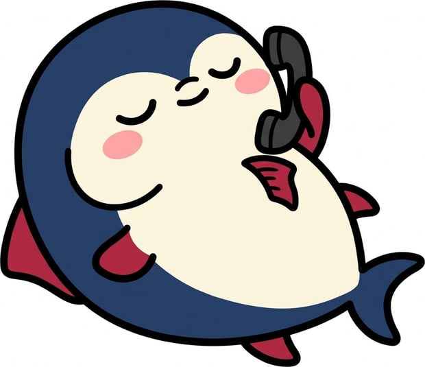 受話器を持つまぐろのキャラクター