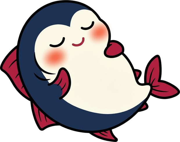 頬を染めたまぐろのキャラクター